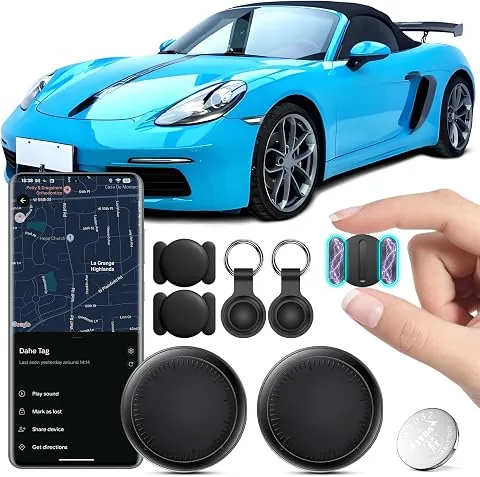 GPS Coche Localizador, 2PCS GPS Coche localizador Compatible con Google Find Hub (Sólo Android) Magnético Android Tracker Tag Rastreador Oculto, Localizador GPS para Car Sin cuota Mensual (Negro)