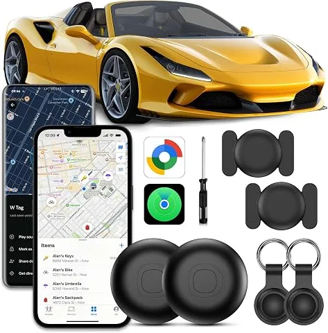 GPS Coche Localizador,Localizador GPS para Coche sin Suscripción,2 Pack | Localizadores Bluetooth Compatible con iOS y And