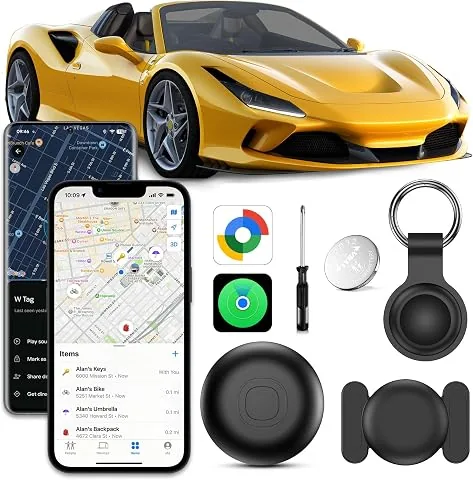 GPS Coche Localizador,Localizador GPS para Coche sin Suscripción (Negro) | Localizadores Bluetooth Compatible con iOS y An