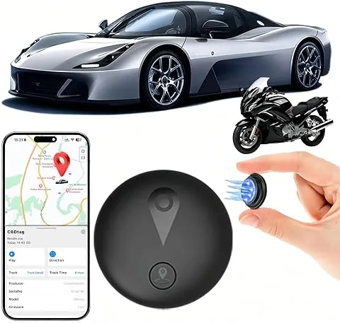 Localizador GPS para Coche,Localizador GPS sin suscripción,Rastreador GPS Coche Magnético Compatible con Android e iOS,Invisibilidad GPS Localizador para Coches/Motocicleta/Bicicleta/Moto(Negro)