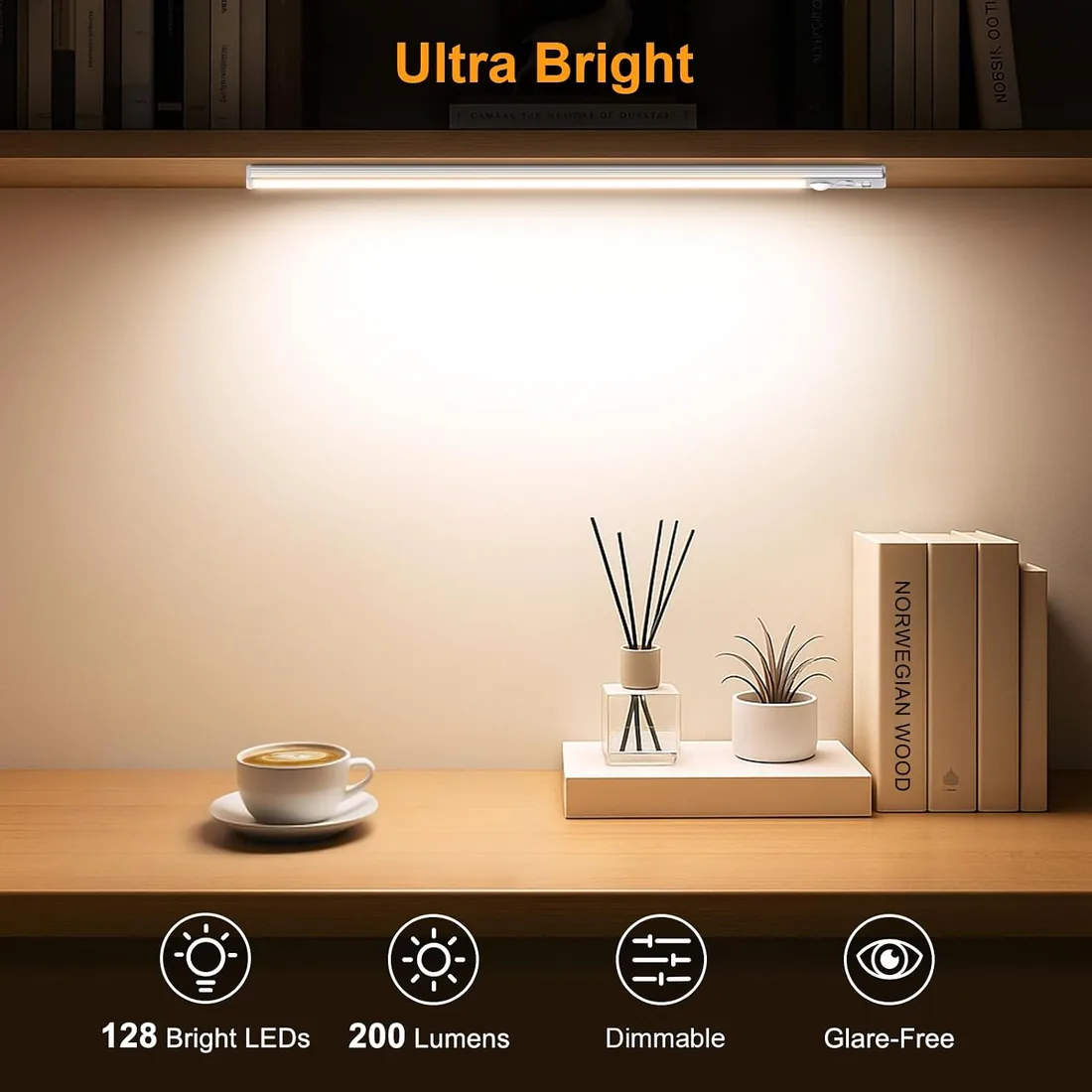 Gritin Luz de Armario Recargable, 37.5CM Superbrillantes Luces Cocina, 2uds | 3 Colores & 5 Niveles de Brillo, 4 Modos, Sensor Movimiento, Larga Duración,Fácil Instalación, Luces Armario Magnéticas,Plata foto 3