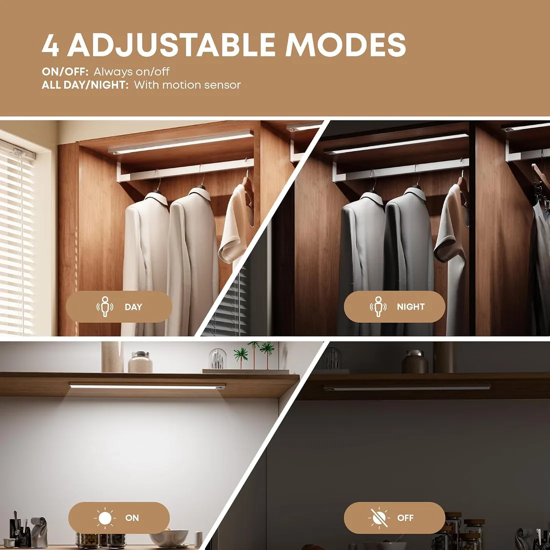 LROLTEF Luz Led Armario Cocina con Sensor de Movimiento Interior 21CM 6500K | 1500mAh 32 LED Lampara Luces Mueble Recargable sin Cables Inteligente Lamp Nocturna para Gabinete Escalera Pasillo 2 Piezas foto 2