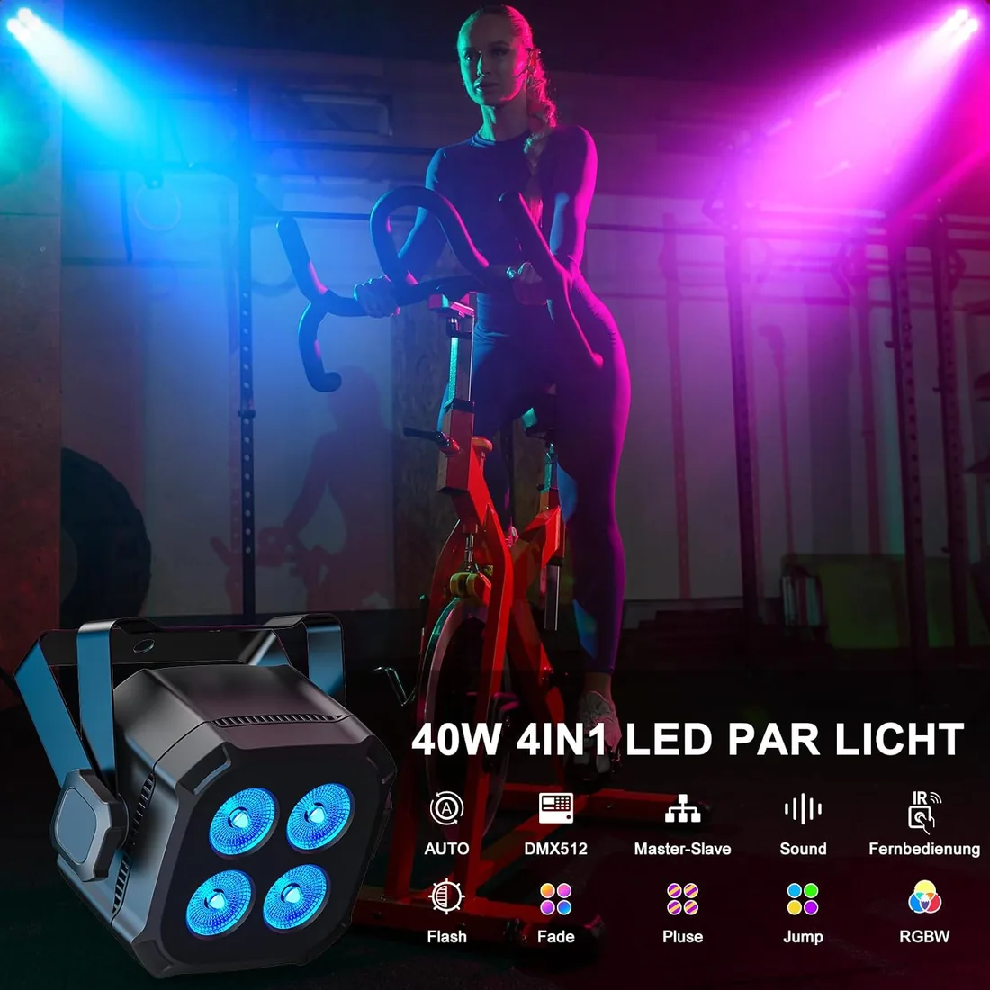 2PCS RGBW Foco Par LED, 40W Luces Discoteca DMX 4/8CH con Control Remoto/Sonido Activado Luz de Escenario, Luces Fiesta para DJ, Bar, Boda, Halloween, Navidad foto 3