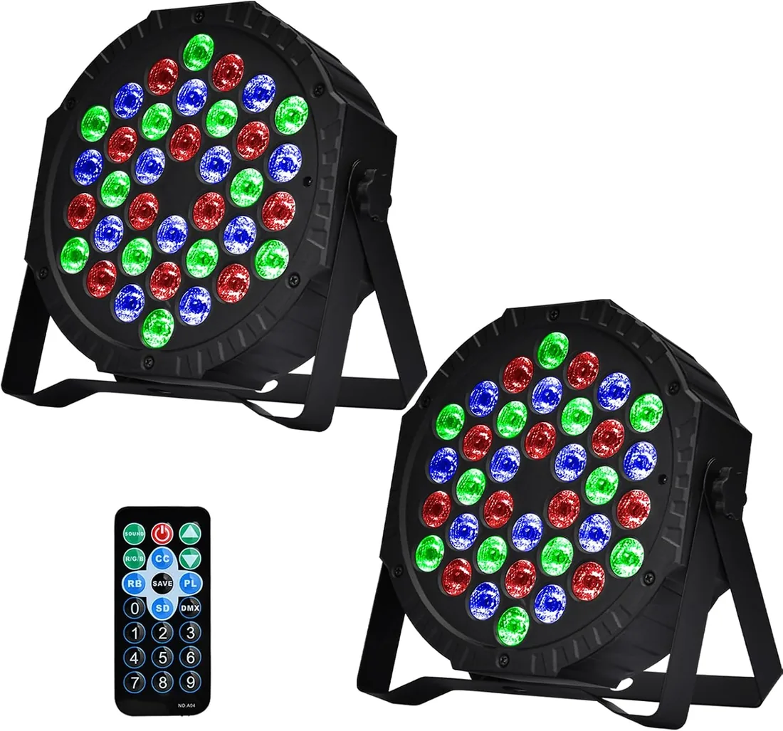 Luces de Discoteca Focos LED par con 36 LED Luz Discoteca Luces de Escenario 7 Efectos de Iluminación Luces para Fiestas con Mando a Distancia para DJ Discoteca Bar Halloween Cumpleaños Navidad