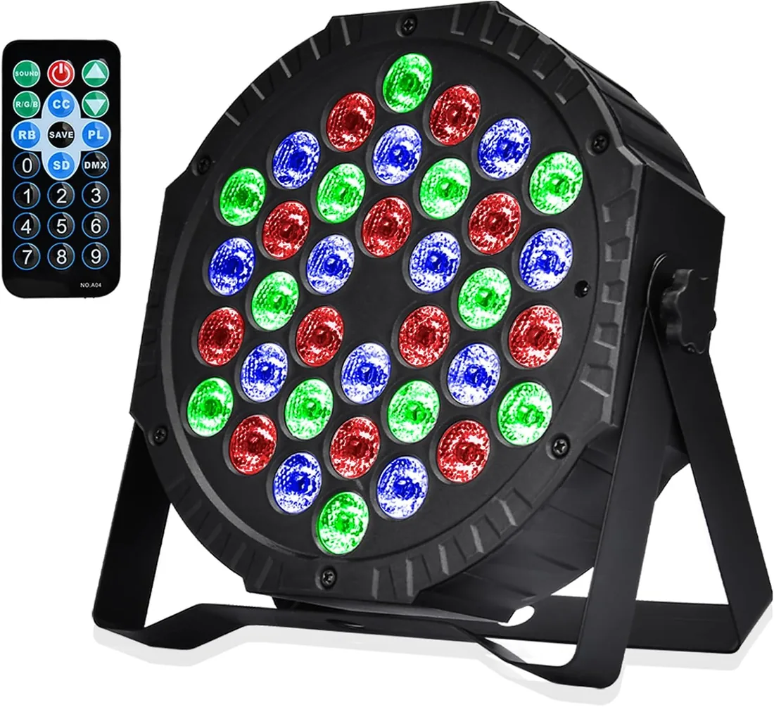 Luces de Discoteca Focos LED par con 36 LED Luz Discoteca Luces de Escenario 7 Efectos de Iluminación Luces para Fiestas con Mando a Distancia para DJ Discoteca Bar Halloween Cumpleaños Navidad