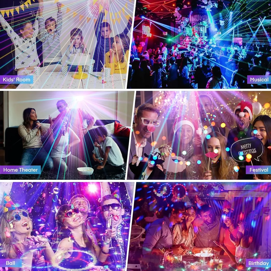 Luces Discoteca 5 en 1 con Trípode, Bola de Caleidoscopio, Luz de Estrella, Activada por Sonido, Efecto Estroboscópico, Luz de Bola de Discoteca Portátil para DJ, Fiestas, Discotecas y Cumpleaños foto 3