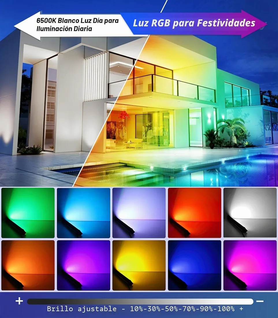 MEIHUA Foco RGB Exterior 42W Barra de Luz LED RGB con Mando a Distancia | 10 Colores, 30 Modos Dinámicos, 6 Brillos, IP66 Impermeable, Función de Memoria, Temporizador, Control Remoto de 12 m foto 3