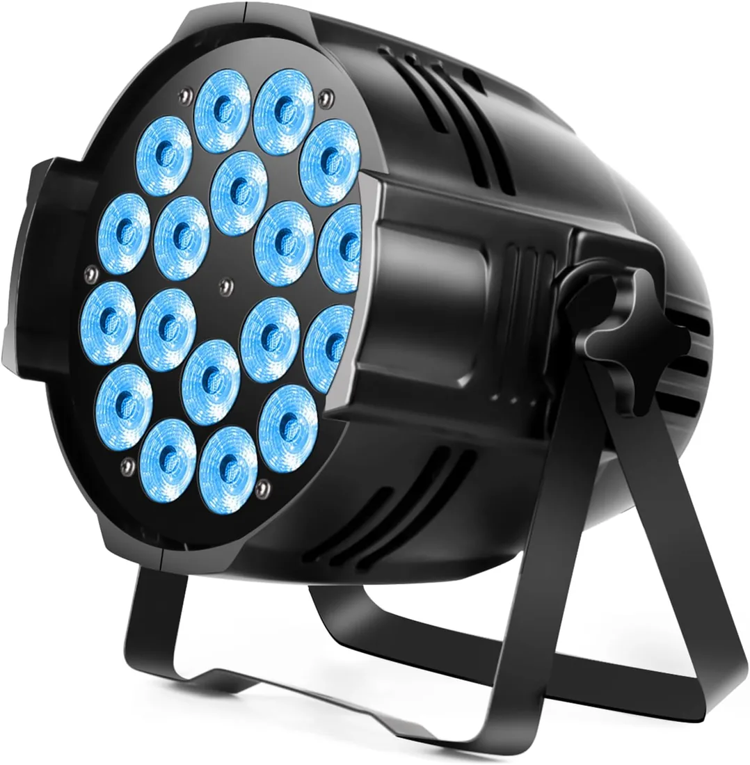 U`King 18 x 15W Foco Par RGBW 4 en 1 LED, Luz de Escenario para Iluminación de Escenario con DMX 8CH para Iluminación de Escenario, Fiesta, Club Nocturno, Compatible con Bodas