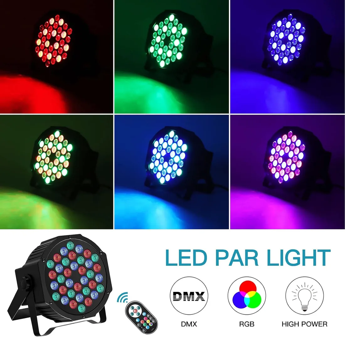 U`King 2 Piezas Foco Par LED, RGB 36 LED Luces Escenario con Control Remoto y Modo de Activación de Sonido, Luz de Discoteca para Fiestas Navidad DJ Bar foto 2
