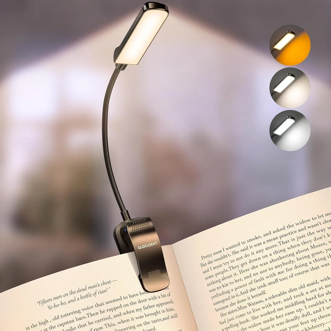 Glocusent Luz de Lectura para Libros, 13 LED, 20 LED, recargable USB-C | 120 Horas, 120H, portátil, modo SOS, ajuste flexible, pinza estable, para niños y lectura nocturna foto 2