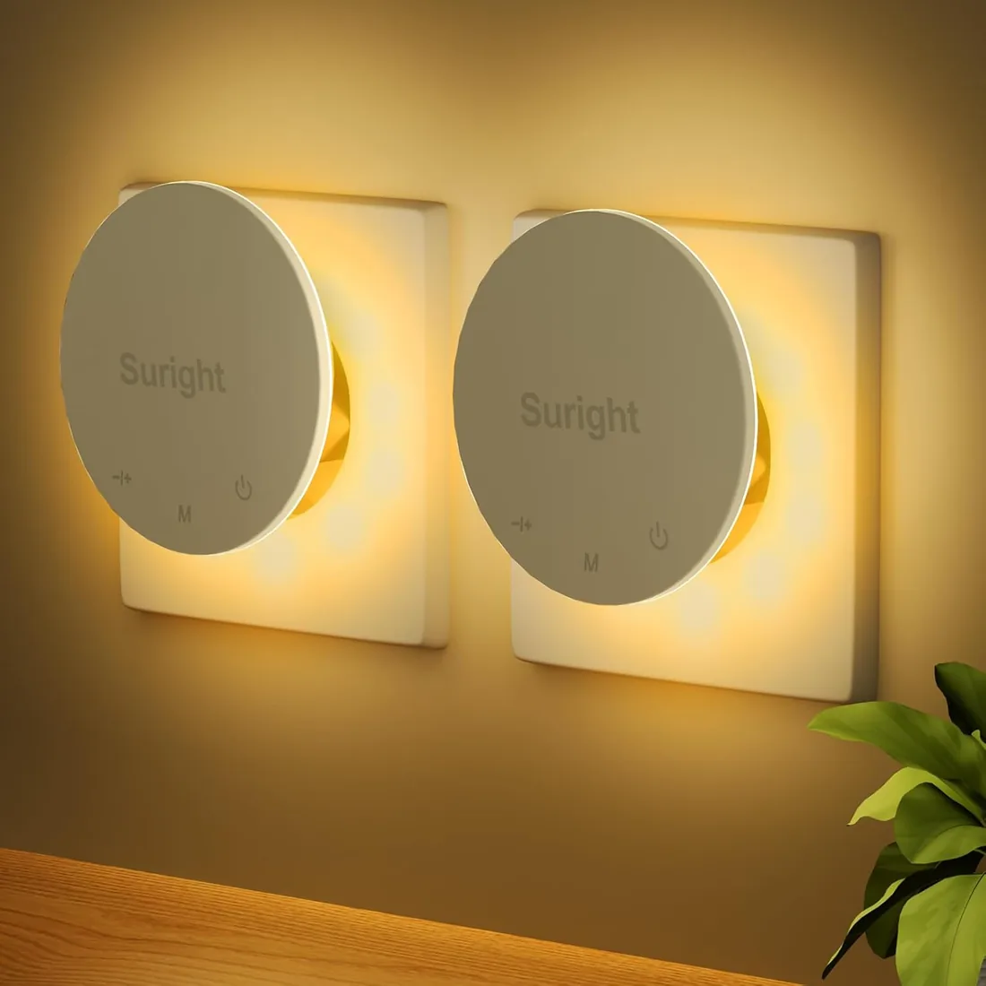 2 Luces Nocturnas de Enchufe, Sensor de Movimiento, Luz Nocturna Infantil | Luz Cálida 3000K, Detección Automática, 3 Modos ON/AUTO/OFF, Brillo Táctil Regulable, Ideal para Dormitorio y Pasillo foto 2
