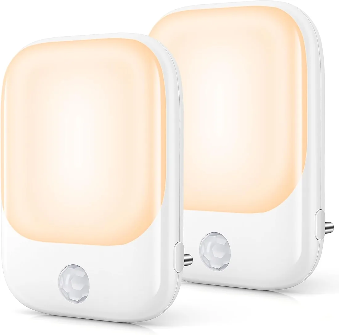 2 Piezas Luz Nocturna Infantil con Sensor de Movimiento | Luz Noche Enchufe 5 Niveles de Brillo 3 Modos de Iluminación para Dormitorio, Escalera, Pasillo, Cocina, Sala