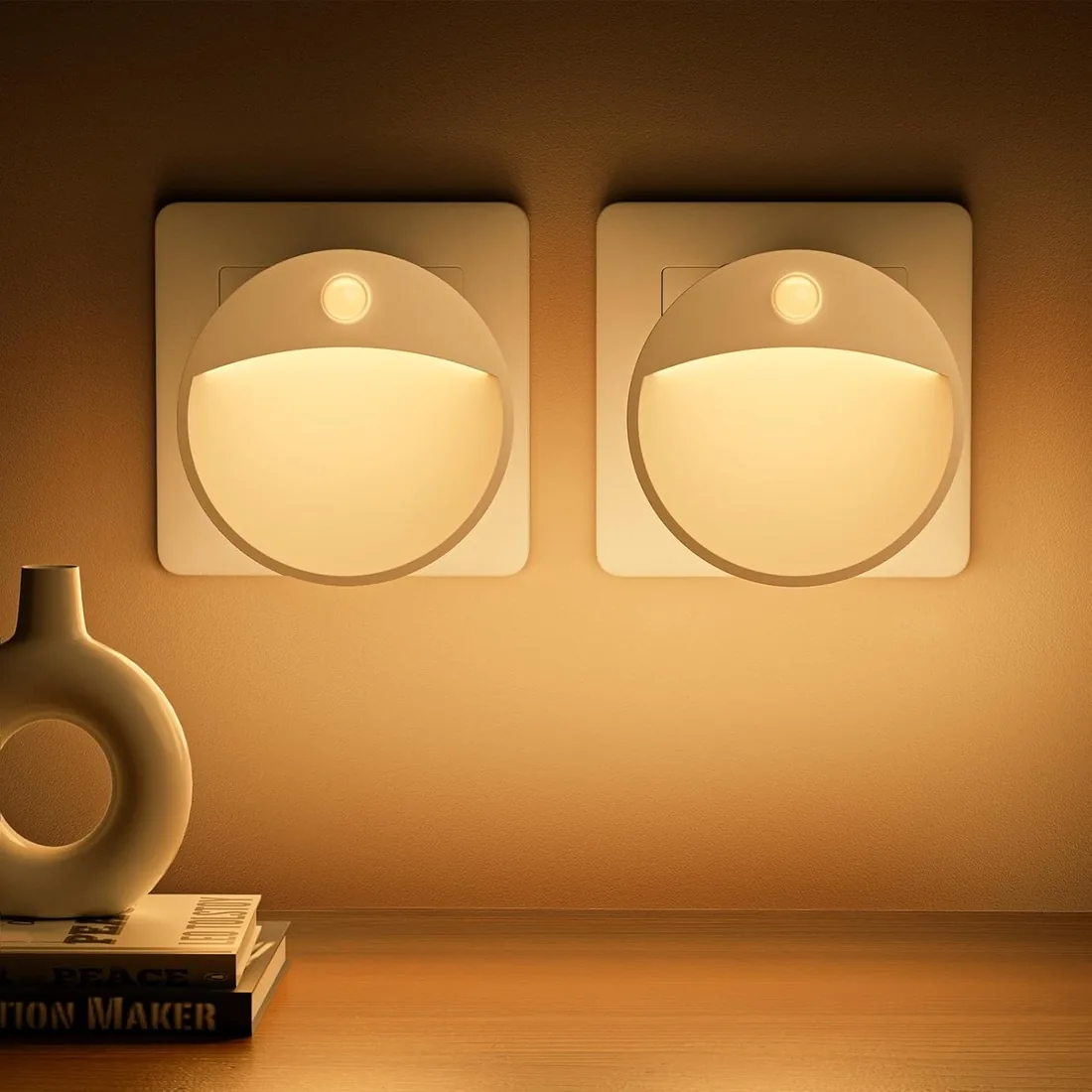 Luz Nocturna Luz con Sensor de Movimiento y Crepuscular, LED Enchufable, Brillo Regulable - 2 Unidades, Ideal para Dormitorio, Habitación Infantil, Bebé, Baño, Pasillo y Escaleras foto 2