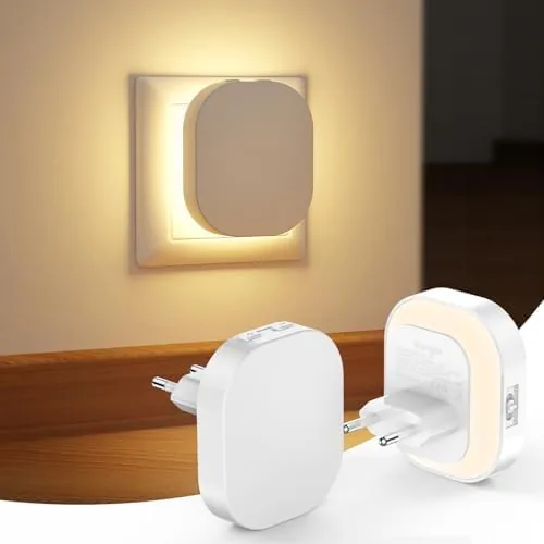 Suright Luz Nocturna Infantil con Sensor Movimiento y Sensor de Crepúsculo | Brillo Ajustables 0.5-60LM, Luz Nocturna Enchufe para Niños, Pasillos, Escalera, Dormitorio (2 Piezas ) foto 2