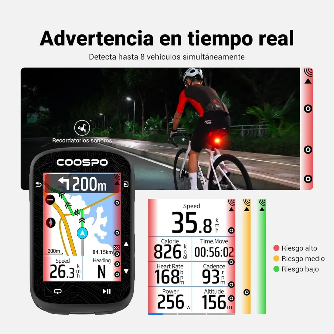 COOSPO TR70 Luz Trasera Radar Inteligente Bicicleta, 140m Detección, Bluetooth & Ant+ Conexión Dual, 7 Modos, 40h Batería, IP67 Impermeable VTT & Carretera foto 3
