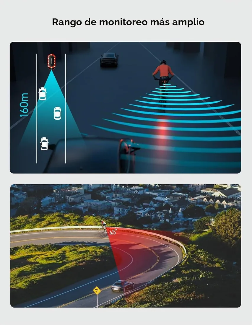 iGPSPORT SRmini Luz Trasera de Radar de Bicicleta, Detección de Frenado foto 2