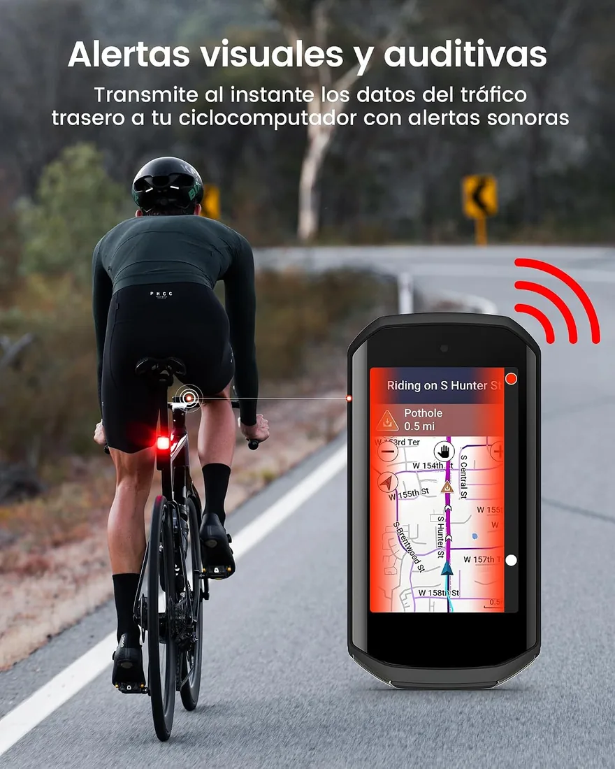 RAVEMEN NT201 Luz Trasera con Radar para Bicicleta, 80 Lúmenes Gran Angular y Brillante con Alerta Visual y Sonora Compatible con Ant+ para Conducción Urbana Diurna y Nocturna foto 3