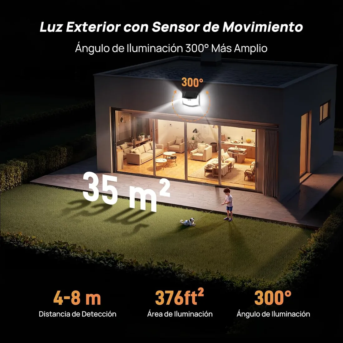 TECKNET Luz Solar Exterior, 248 LED/300° Iluminación Potente, Focos Led Exterior Solares con Sensor de Movimiento, 3 Modes IP66 Impermeable Luces Solares para Jardín, Garaje, Patio, 4 Paquete foto 2