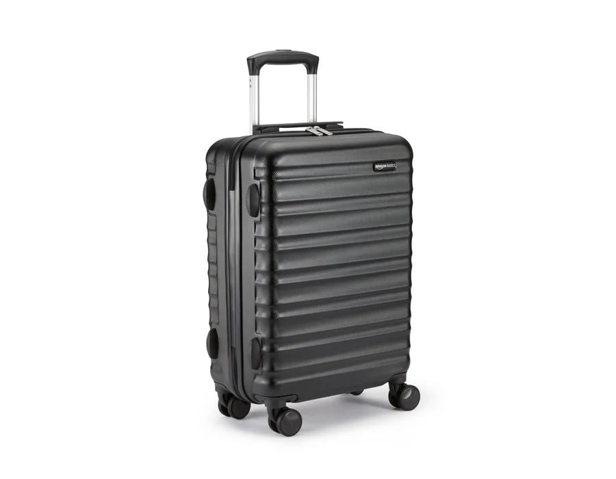 Amazon Basics Maleta de Cabina Rígida - Equipaje de Mano ABS Aprobado para Ryanair - Resistente a Arañazos y Ligera - 55 x 40 x 20cm - Negro