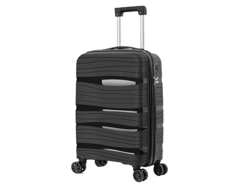 Maletas de Viaje Cabina,PP 55x40x20cm- Trolley Rígida Polipropileno con 4 Ruedas Giratorias y Cierre de Combinación - Maleta Cabina Prácticas y Ligeras 40L (Negro)