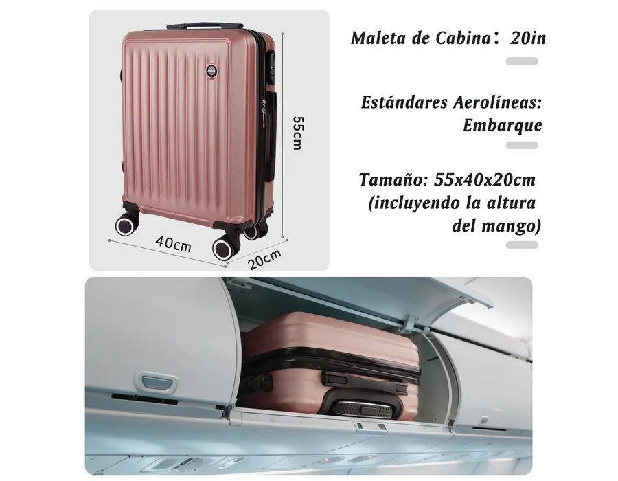 Maleta de Cabina 55x40x20cm, Trolley de Cabina Rígido Resistente foto 2
