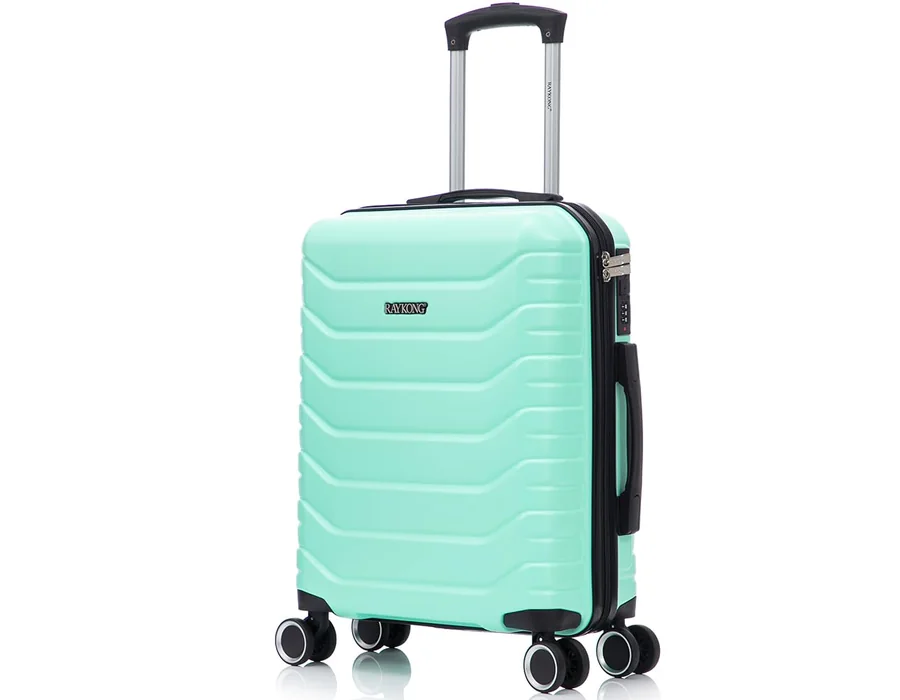 RAYKONG Maleta Cabina 55x40x20cm ABS+Policarbonato (40L) semirígida Equipaje de Mano pequeño 4 Ruedas giratorios a 360º Cierre numérico | Menta