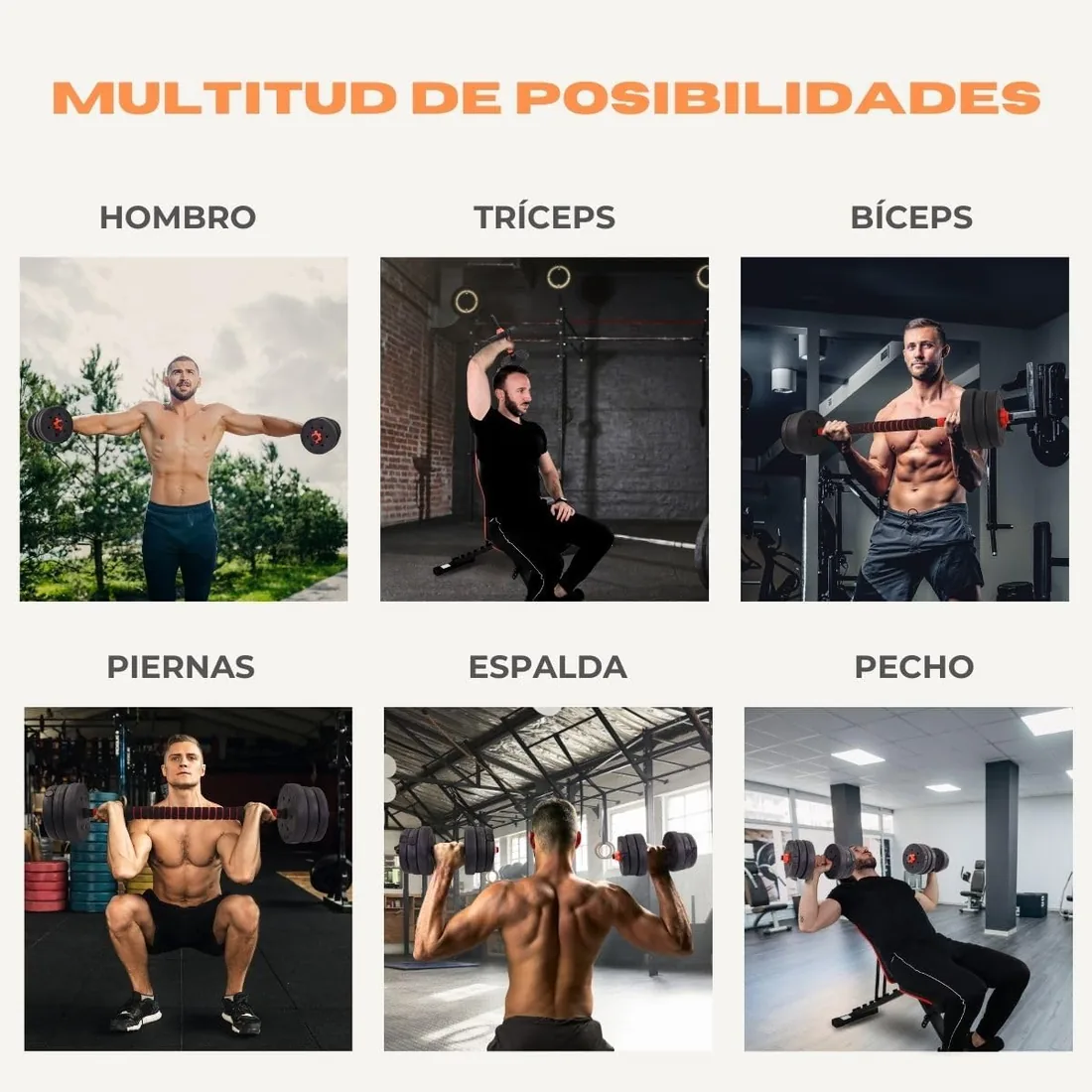 Mobiclinic® , Mancuernas ajustables, 2 en 1, Peso de 2-30 kg, Incluye y barra extensión acolchada, Tuercas antideslizantes, Acero resistente, Gym casa foto 3