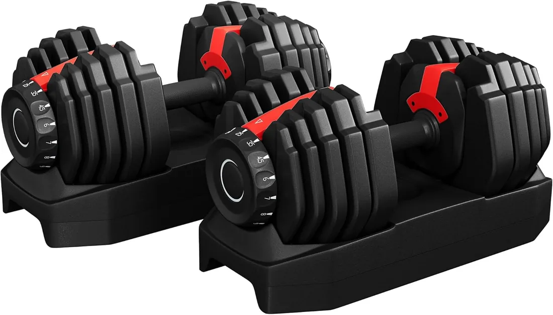 Yaheetech Kit de 1-2pcs Mancuerna Ajustable 5-15 Niveles Rápido 2-25kg Seguridad de Doble Bloqueo, Agarre Antideslizante, Ahorro de Espacio Para Gimnasio en Casa foto 3