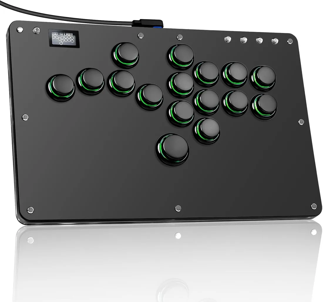 Sehawei R16 Arcade Stick Controlador para PC/Ps3/Ps4/Switch/Steam | Haute 42,16 Teclas,Stick de Lucha ,Juegos de Lucha ,con RGB Personalizado & Funciones Turbo , Hot Swap, Negro