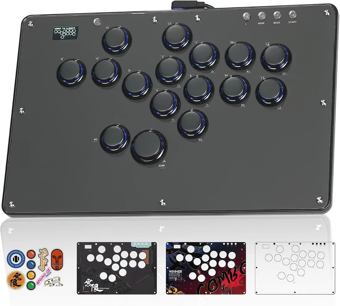 Sehawei U16 Leverless Arcade Stick para Ps4/PC/Ps3/Switch/Steam | Haute 42 Game Keyboard ,con RGB personalizado y funciones turbo, ,Soporta Hot Swap & SOCD