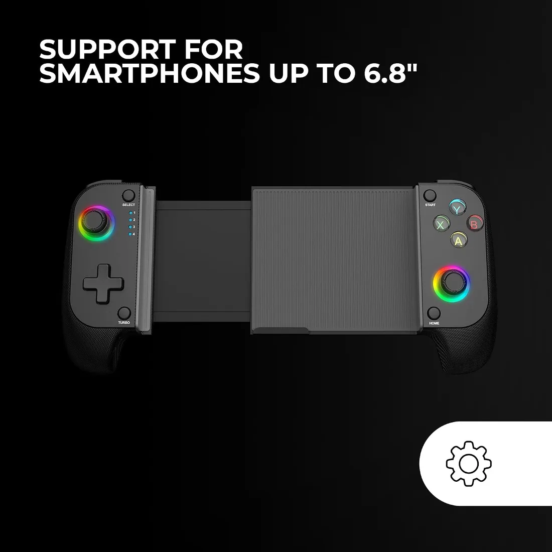 Mars Gaming MGPX, Gamepad Bluetooth 5.0 2en1, RGB Neon, Vibración Dual y Función Turbo, Soporte Smartphone Hasta 6.8", Mando Multifunción Compatible PC, Android, iOS y Consolas, USB-C y Funda, Negro foto 2