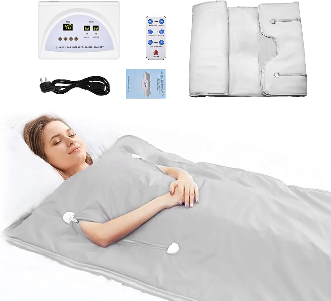 650W Manta de Sauna de Infrarrojos de Oxford con Cremallera - Infrarrojo lejano - Manta de vapor para el hogar Sauna con Control Remoto Terapia de Desintoxicación Spa en Casa