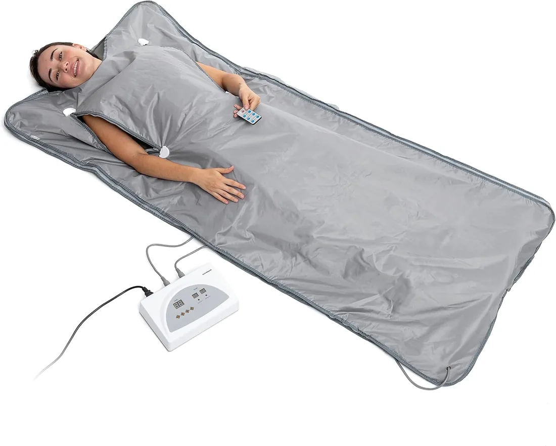 InnovaGoods® Manta Electrica, Manta Electrica Sauna de Calor Infrarrojo, Manta termica Apta para Todo el Cuerpo, Manta Sauna de Calor infrarrojo Potencia la eliminación de Grasas y toxinas.