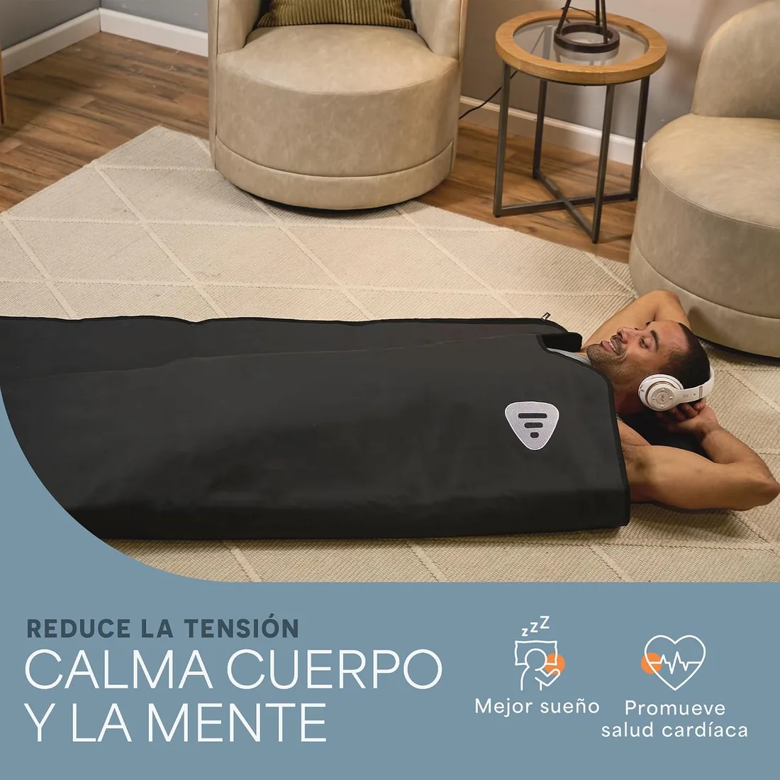 LifePro RejuvaWrap - Manta de Sauna infrarroja, Manta térmica para relajación, Envoltura portátil para Traje de Sauna, Experiencia Similar al SPA en casa con 9 Niveles de Calor (35.0 °C a 80.0 °C foto 2