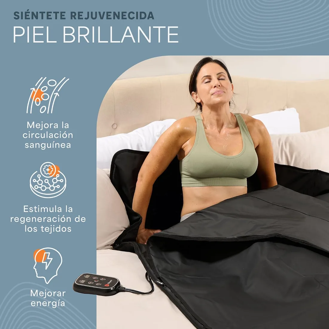 LifePro RejuvaWrap - Manta de Sauna infrarroja, Manta térmica para relajación, Envoltura portátil para Traje de Sauna, Experiencia Similar al SPA en casa con 9 Niveles de Calor (35.0 °C a 80.0 °C foto 3