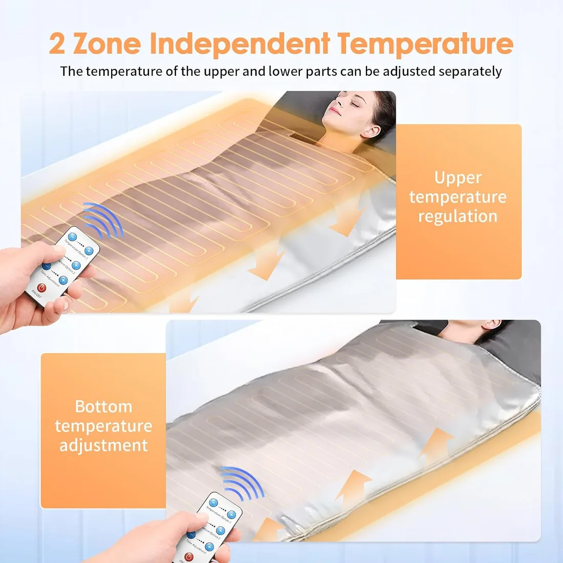 Manta Sauna Infrarroja 2 Zonas, Manta de Terapia Térmica Infrarroja Lejana Profesional Portátil para Spa en Casa, Desintoxicación, Fitness, Belleza foto 3