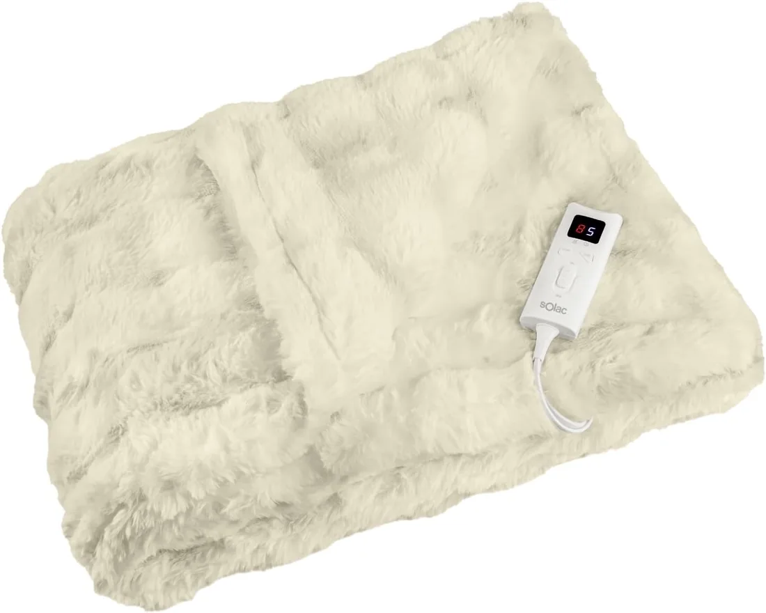 Solac - Manta Eléctrica Krakovia | 120x160 cm | Tejido Ultrasuave | 9 Niveles de Temperatura | Calentamiento Rápido | Lavable | Apagado Automático hasta 5 h | Ideal para Sofá y Cama