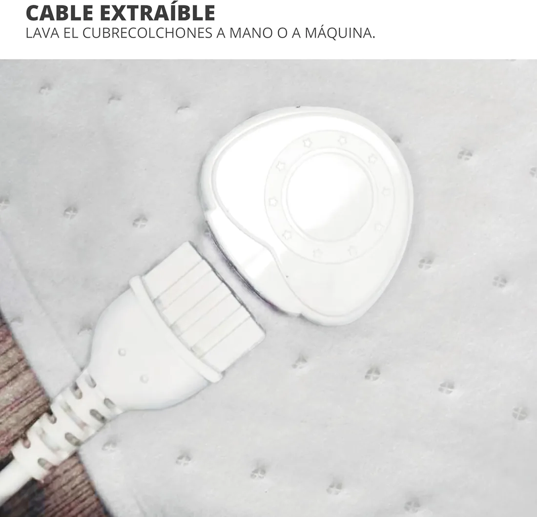 TM Electron Cubre Colchones Calientacamas Eléctrico Para Cama Individual 60w Con 3 Niveles De Temperatura Y Apagado Automático. Tamaño 150x80cm, color Blanco foto 3