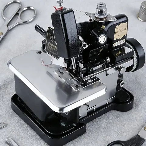 Máquina de Coser overlock eléctrica con Capacidad de 3 Puntadas para dobladillos y Costura, remalladora portátil para el hogar, 3000 Puntadas/min Black foto 3