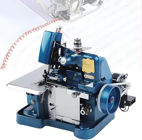 Máquina Overlock, Overlock Industrial y de Coser, Remalladora de Alta Velocidad de 3000 SPM con Marco Metálico, Overlock Profesional de Alta Resistencia para Mezclilla, Cuero y Tela Blue