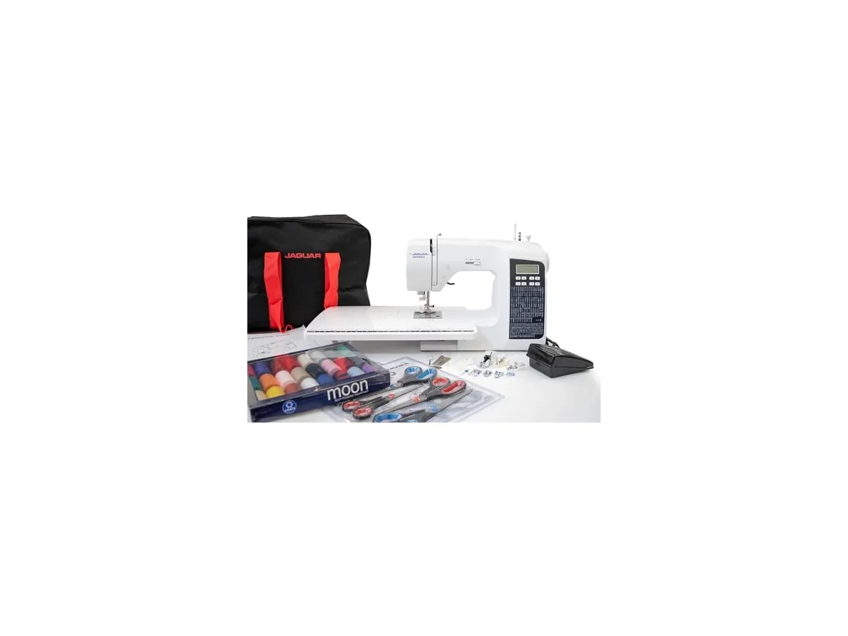 Máquina de coser computarizada Jaguar 200SQ, 200 puntadas, 9 ojales, incluye paquete de accesorios grande foto 2