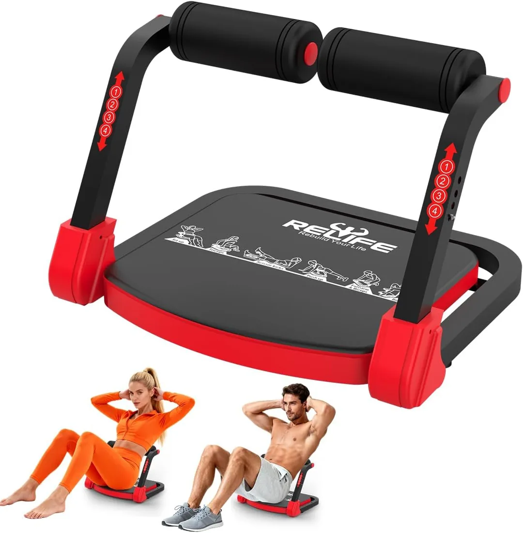 RELIFE REBUILD YOUR LIFE Entrenador de abdominales para el hogar, plegable, 3 niveles de resistencia, abdominales, piernas, abdominales, entrenamiento abdominal