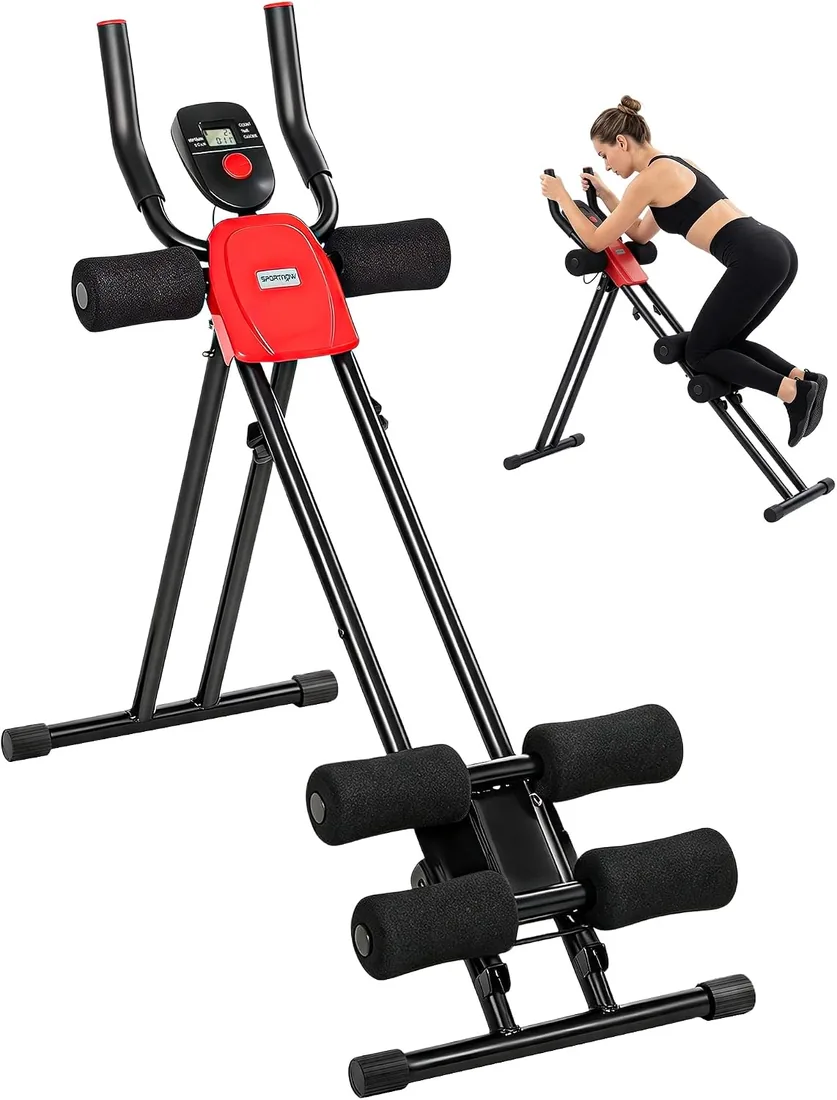 SPORTNOW Máquina Abdominales Plegable con Monitor LCD para Casa | Entrenador de Abdominales, Aparato de Entrenamiento Muscular Multifuncional, Carga 120 kg, para Entrenamiento Cuerpo Completo foto 2