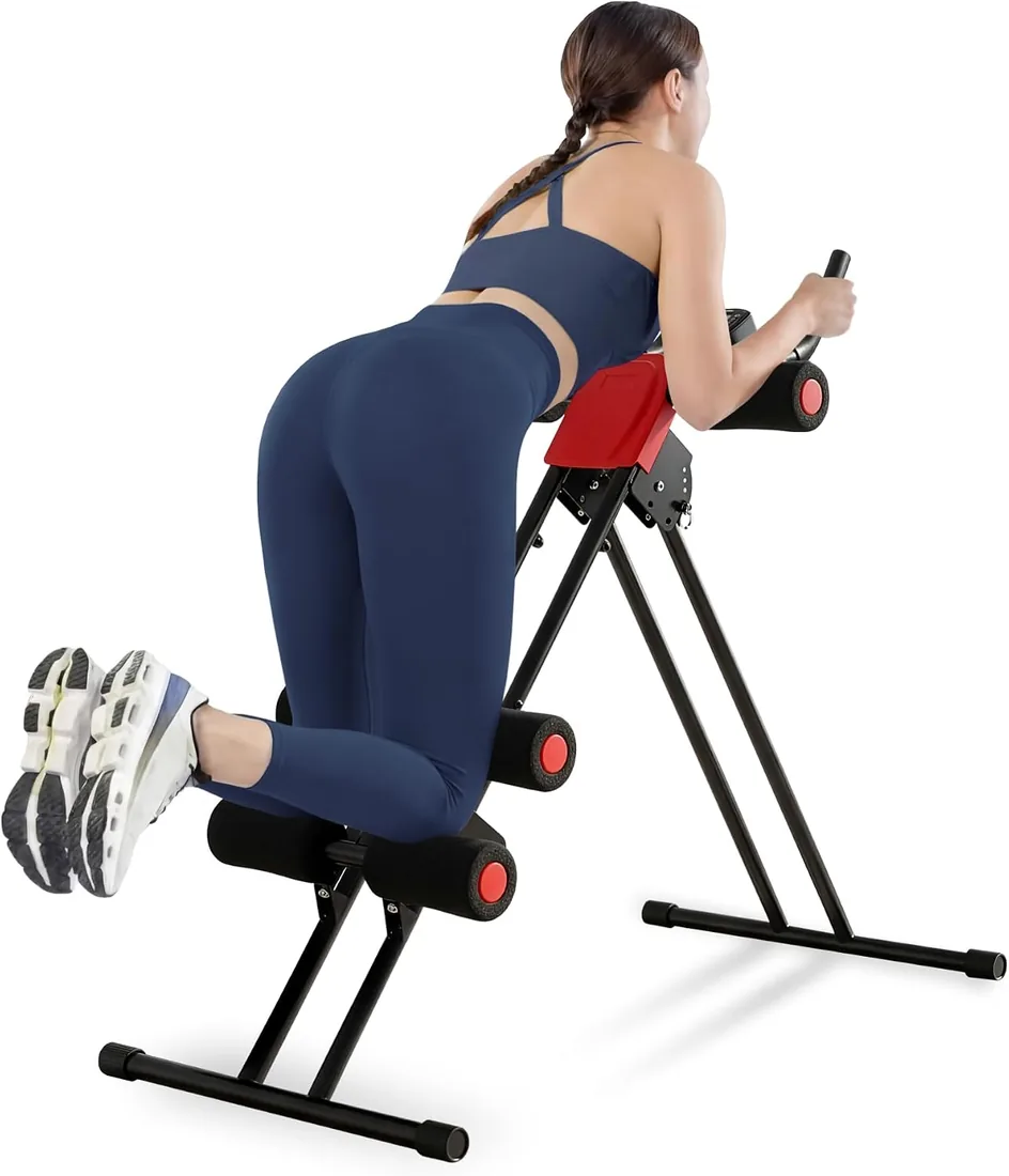 tectake® Maquina Abdominales Plegable Multifuncional Ajustable 5 Posiciones, Banco Musculacion Gimnasio en Casa, Ejercicio en Casa, Fitness, Maquina Gym para Abdominales - Negro/Rojo