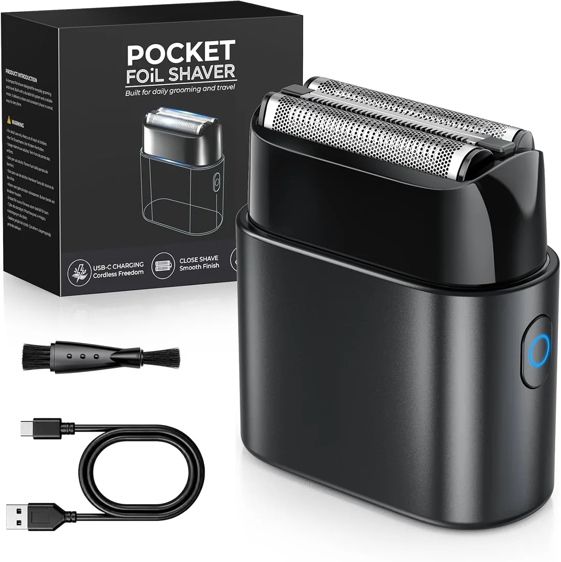 Haokoo Afeitadora Eléctrica Foil Shaver Hombre Portátil Recargable USB-C