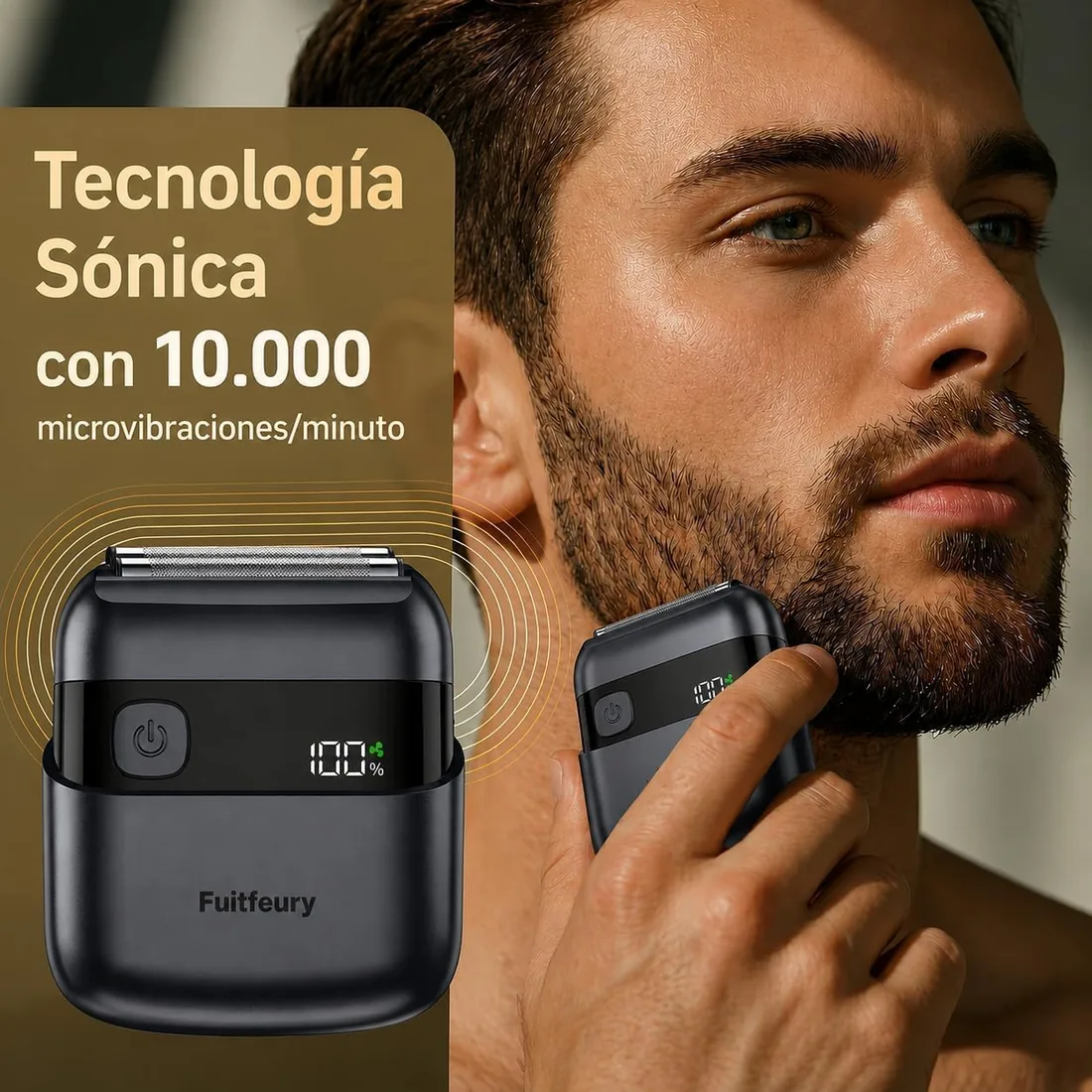 Mini Afeitadora Eléctrica Foil Shaver Hombre, Máquina de Afeitar de Barba y Cara con Láminas, Portátil e Inalámbrica, IPX7 Impermeable, Pantalla LED, Carga Rápida USB‑C, Ideal para Viajes Negro foto 3
