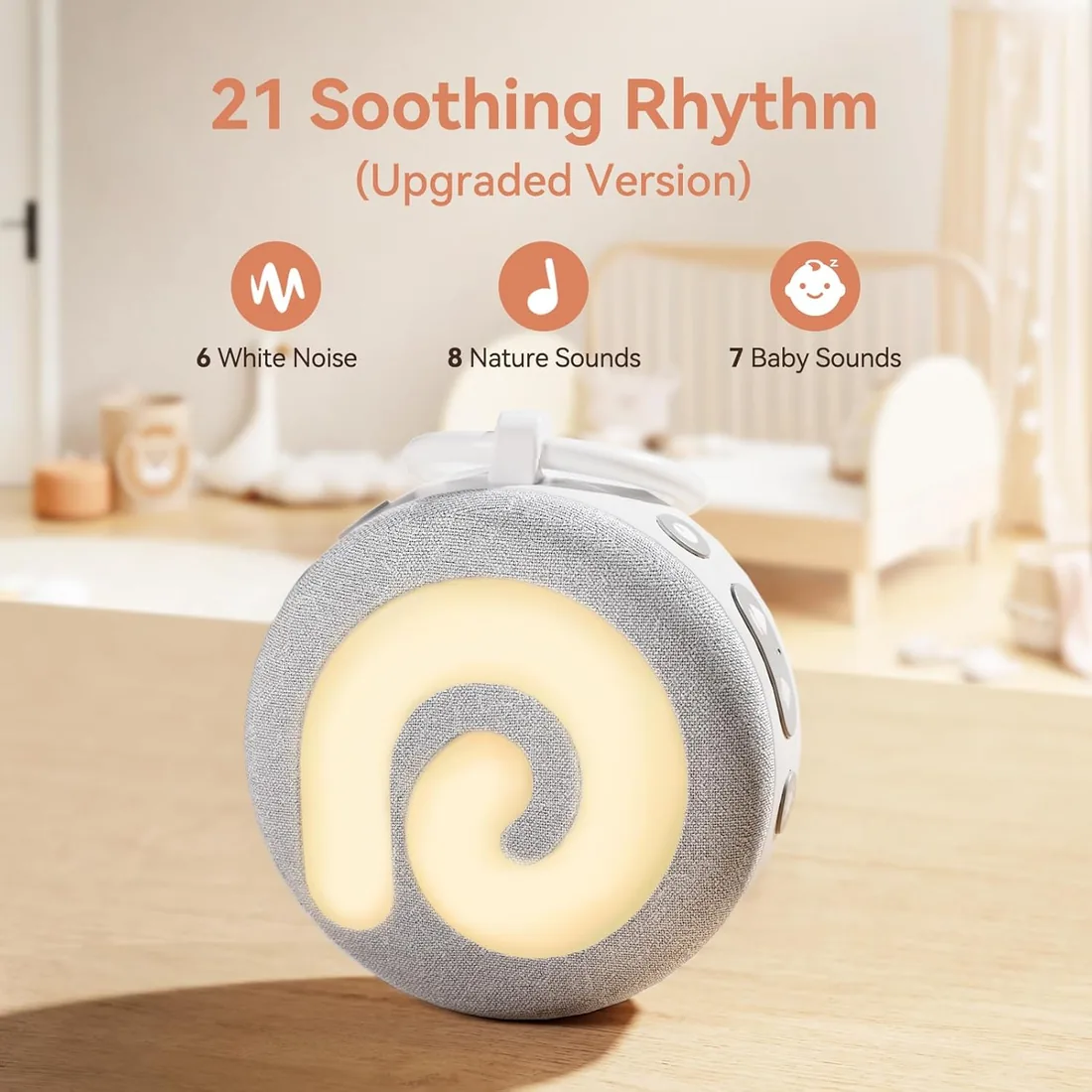Dreamegg D11, Ruido Blanco Bebé con Luz, Máquina Ruido Blanco, Gris | 21 Musica Relajante para Dormir, Temporizador, Ideal para Bebés, Niños y Adultos, para Casa o Viajes, Regalo foto 3