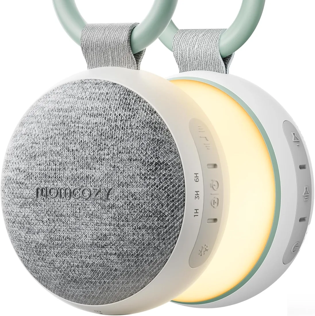 Momcozy Ruido Blanco Bebe con 20 Sonidos Relajantes y Anillo Colgante | Maquina Ruido Blanco Bebe con Luz Nocturna, Temporizador, Larga Duración para Viajes