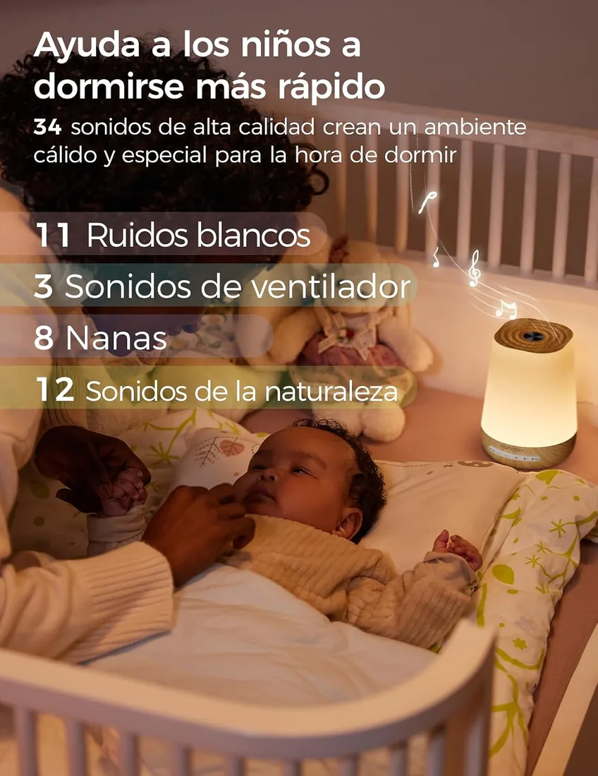 Momcozy Ruido Blanco para Bebés con 34 Sonidos Relajantes y Luz Nocturna | Maquina ruido blanco para bebés, niños y adultos, con entrenador de sueño, control de aplicaciones, temporizador foto 3