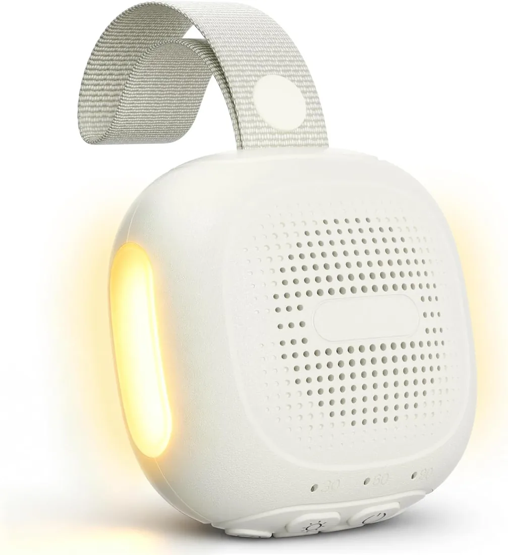 Ruido Blanco Bebe Portátil con Grabación y 16 Sonidos Relajantes | 3 Niveles de Brillo, 3 Temporizadores y Función Memoria, Carga USB, Mini, para Bebés, Niños, Adultos, Hogar, Viajes, Regalos
